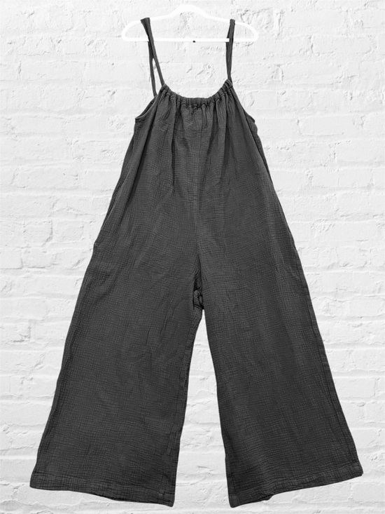 Back Beat Co. Pants - Back Beat Co Gauze Jumper Jumpsuit Wide-leg M /L Gray Pockets Organic Cotton